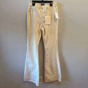 NWT DL1961 Rachel Flare Ultra High Rise 35" Eggshell Corduroy Size 27
